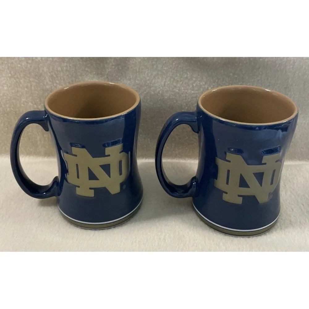 Notre Dame Fighting Irish Set of 2 Coffee Sculpted Mug Cup NCAA College Boelter